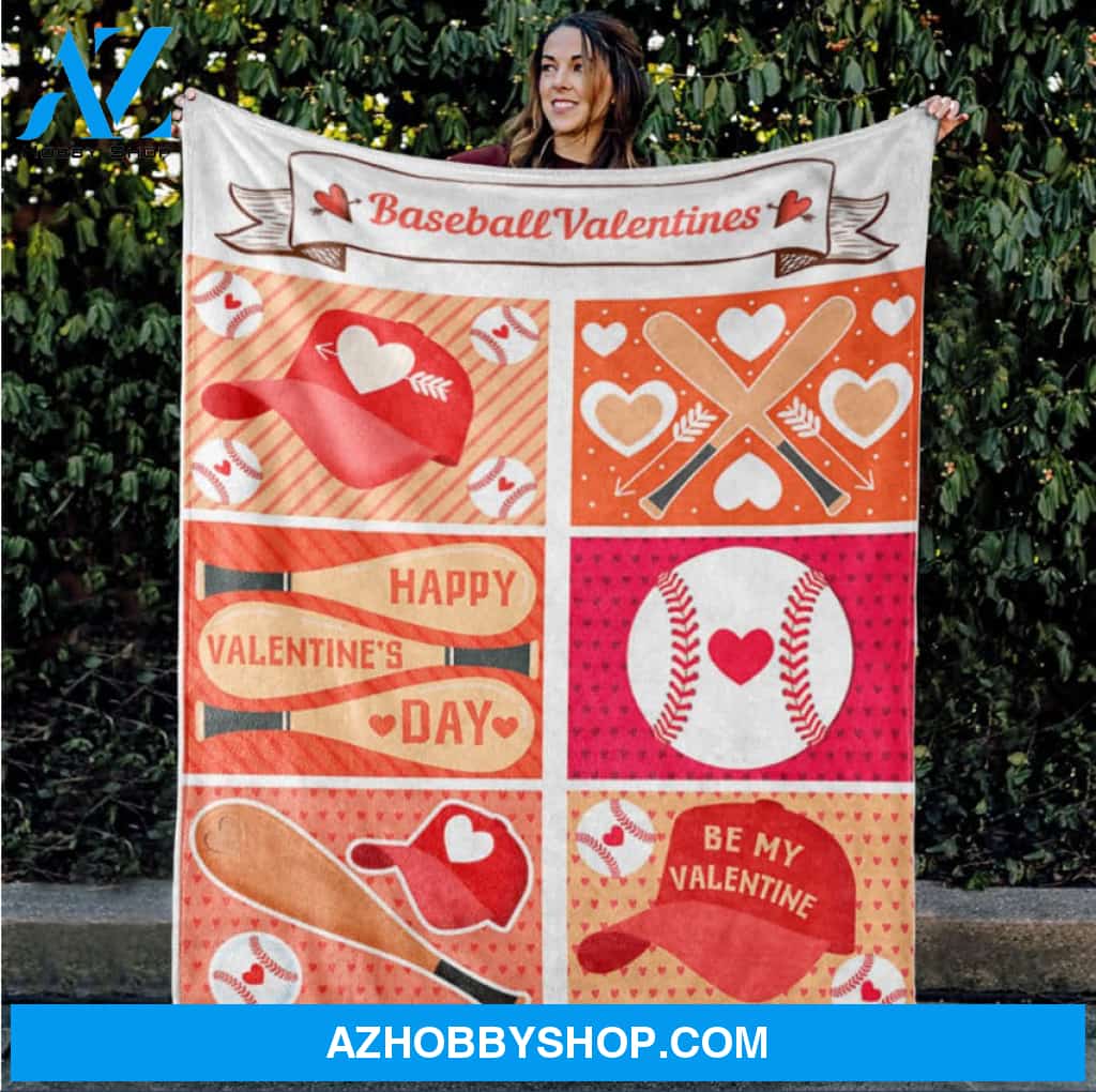 Baseball Happy Valentine's Day Fleece Blanket Gift For Baseball Lovers Gift For Couple Home Decor Bedding Couch Sofa Soft And Comfy Cozy