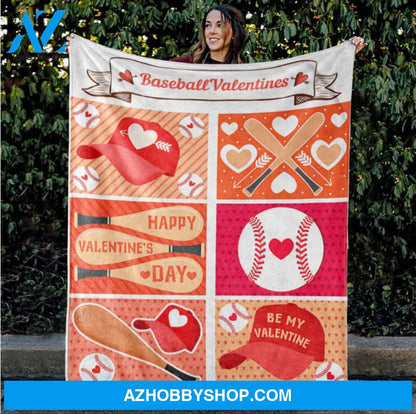 Baseball Happy Valentine's Day Fleece Blanket Gift For Baseball Lovers Gift For Couple Home Decor Bedding Couch Sofa Soft And Comfy Cozy