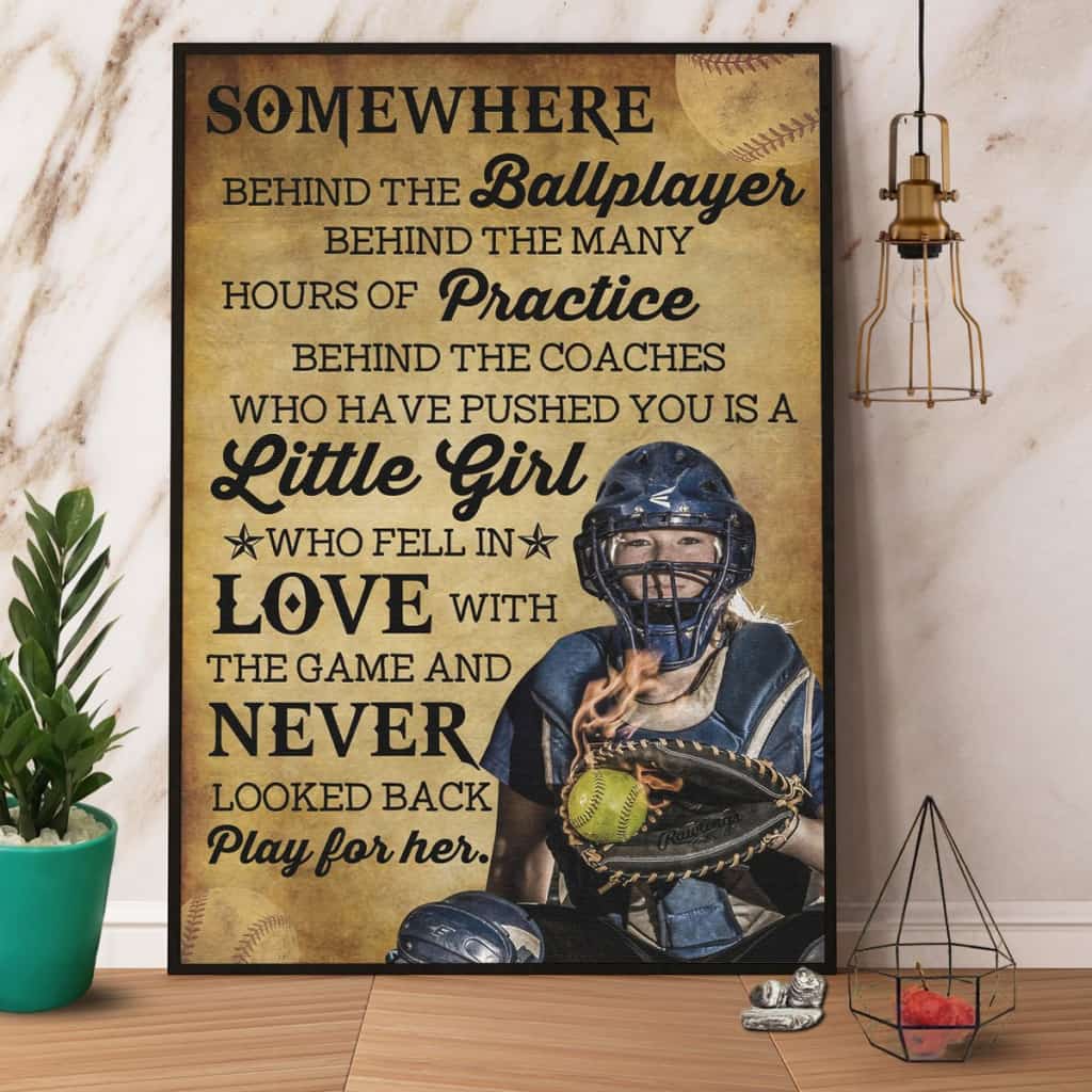 Baseball Little Girl Who Fell In Love With The Game Paper Poster No Frame Matte Canvas Wall Decor