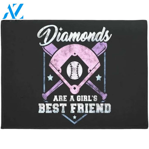 Baseball Lover Diaminds Are A Girl's Best Friend Welcome Funny Doormat Warm House Gift Welcome Mat Gift for Friend Family