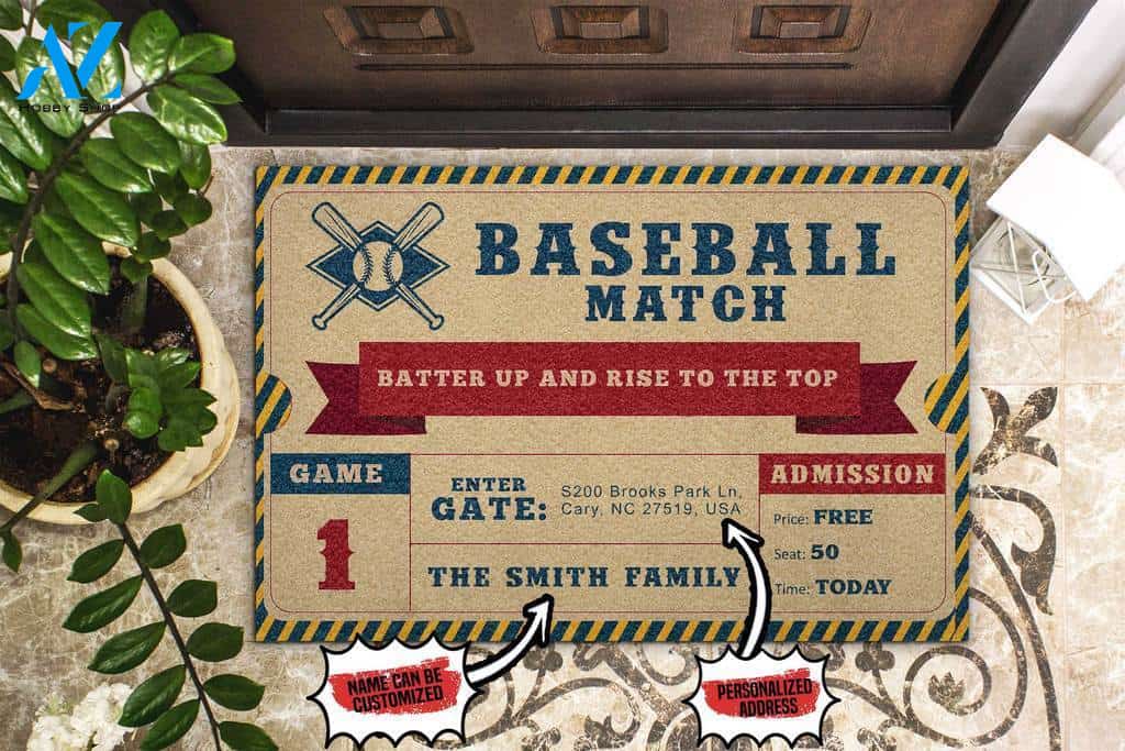 Baseball Match Ticket Custom Doormat | Welcome Mat | House Warming Gift