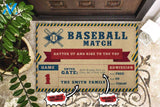 Baseball Match Ticket Custom Doormat | Welcome Mat | House Warming Gift