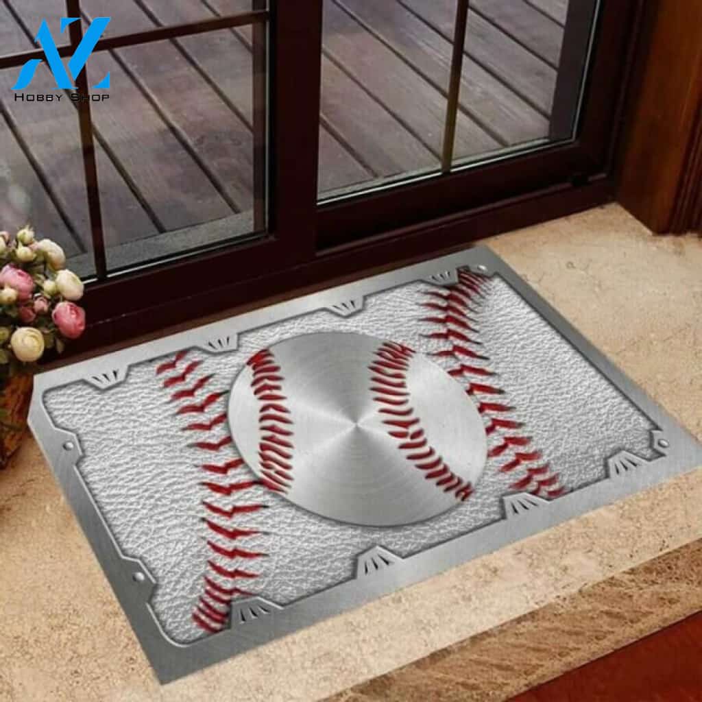 Baseball Metal Pattern Print Doormat | Welcome Mat | House Warming Gift