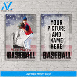Baseball Player with flag custom canvas prints with photo