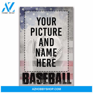Baseball Player with flag custom canvas prints with photo