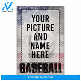 Baseball Player with flag custom canvas prints with photo