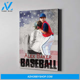 Baseball Player with flag custom canvas prints with photo