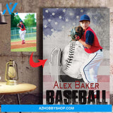 Baseball Player with flag custom canvas prints with photo