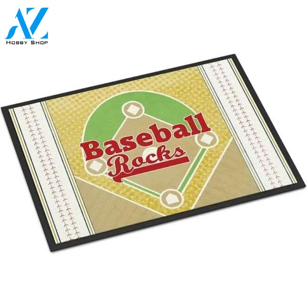 Baseball Rocks Doormat Welcome Mat Housewarming Gift Home Decor Funny Doormat Gift For Baseball Lovers Gift For Friend Birthday Gift