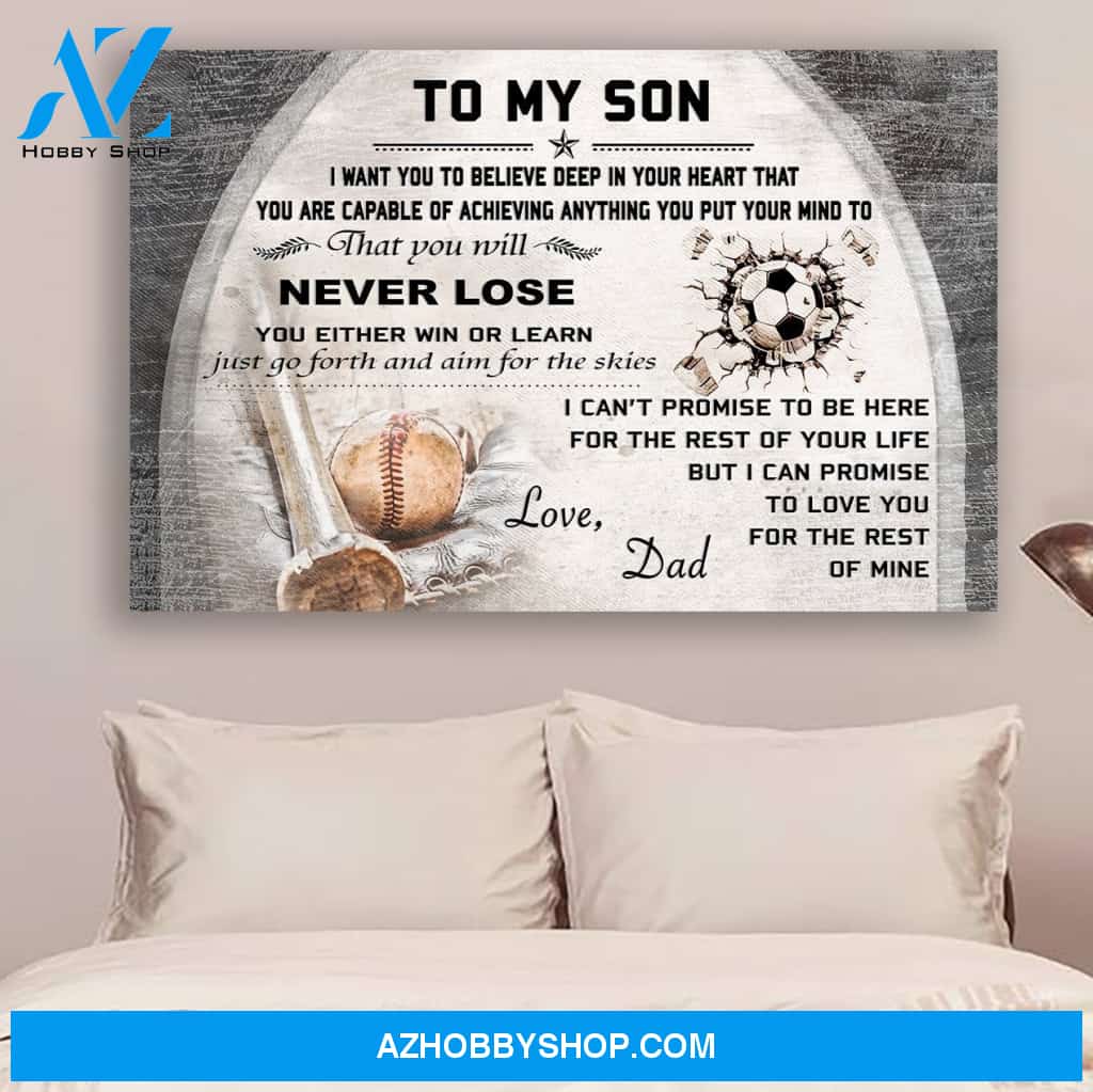 G-Baseball & soccer poster - to my son - never lose