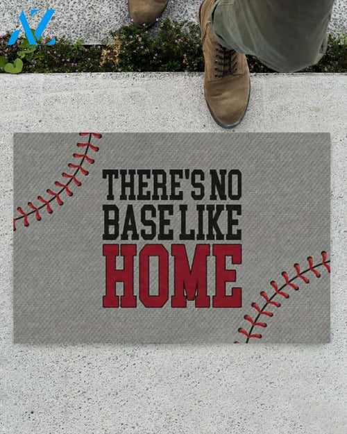 Baseball - There's No Base Lke Home Indoor and Outdoor Doormat Warm House Gift Welcome Mat Gift for Baseball Lovers,Gift For Friend Family