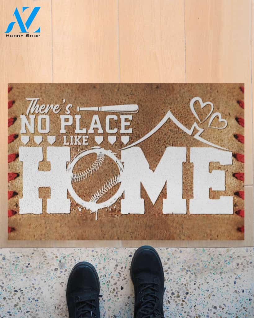 Baseball - There's No Place Like Home Funny Indoor And Outdoor Doormat Gift For Baseball Lovers Birthday Gift Decor Warm House Gift Welcome Mat