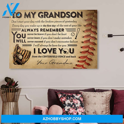 Baseball To My Grandson Custom Canvas Prints With Your Name
