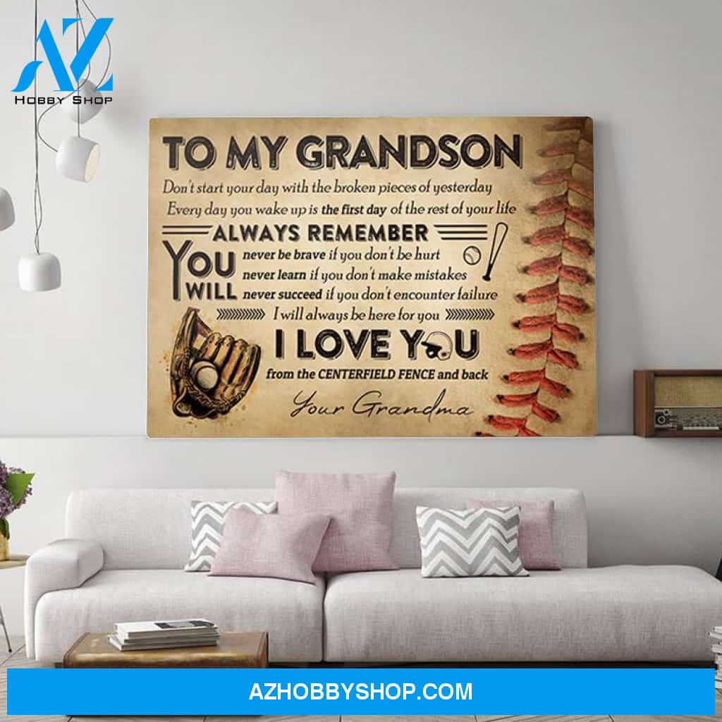 Baseball To My Grandson Custom Canvas Prints With Your Name
