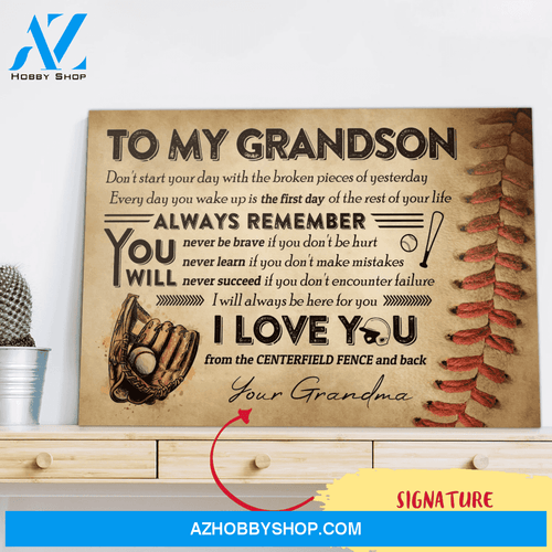 Baseball To My Grandson Custom Canvas Prints With Your Name