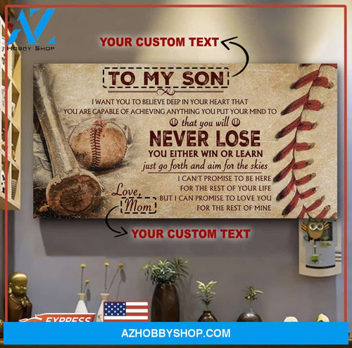 Baseball To My Son Canvas Print