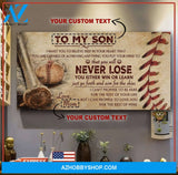Baseball To My Son Canvas Print