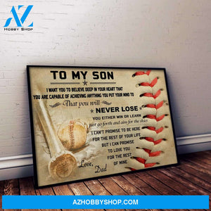 Baseball To My Son i want you to believe deep in your heart - Matte Canvas,