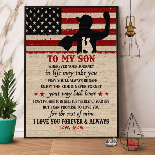 Baseball Usa Flag Mom To My Son I Love You Forever & Always Paper Poster No Frame Matte Canvas Wall Decor