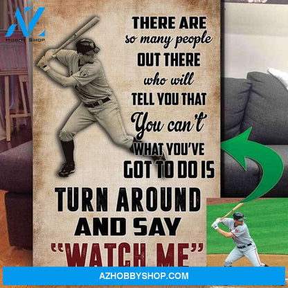Baseball "Watch Me" - custom canvas prints with photo