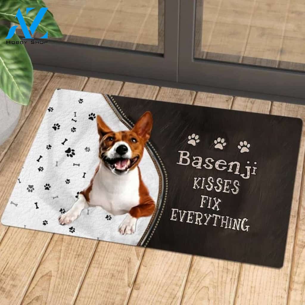 Basenji Kisses Fix Everything Doormat