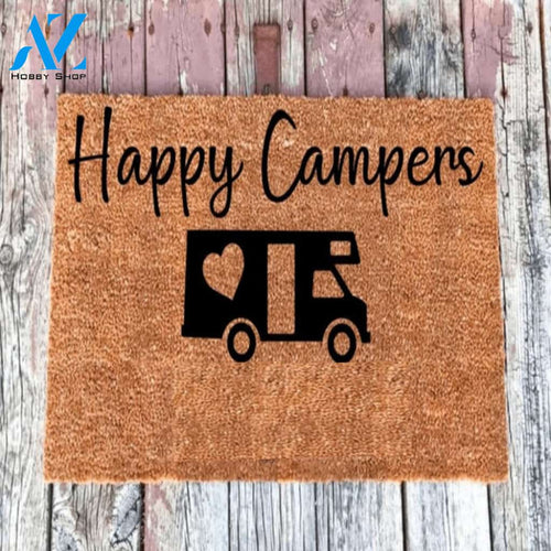 Personalized Name Family House Basic Happy Camper Doormat Welcome Mat House Warming Gift Home Decor Funny Doormat Gift Idea