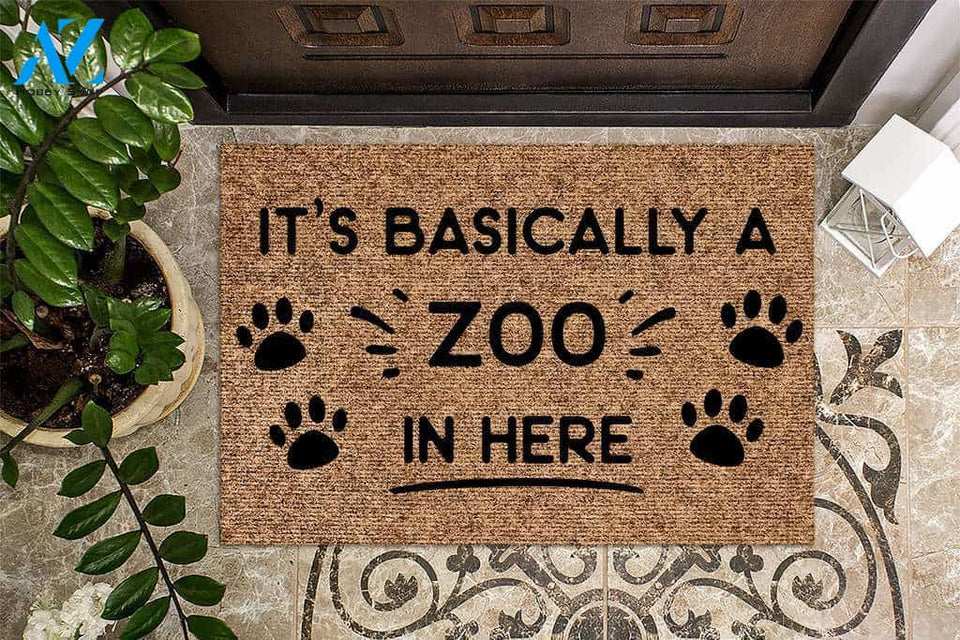 Basically A Zoo In Here Animal Lover Doormat | Welcome Mat | House Warming Gift