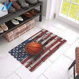 Basketball Broken Wall American Flag Funny Indoor And Outdoor Doormat Warm House Gift Welcome Mat Gift For Basketball Lovers
