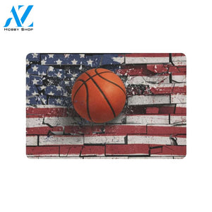 Basketball Broken Wall American Flag Funny Indoor And Outdoor Doormat Warm House Gift Welcome Mat Gift For Basketball Lovers