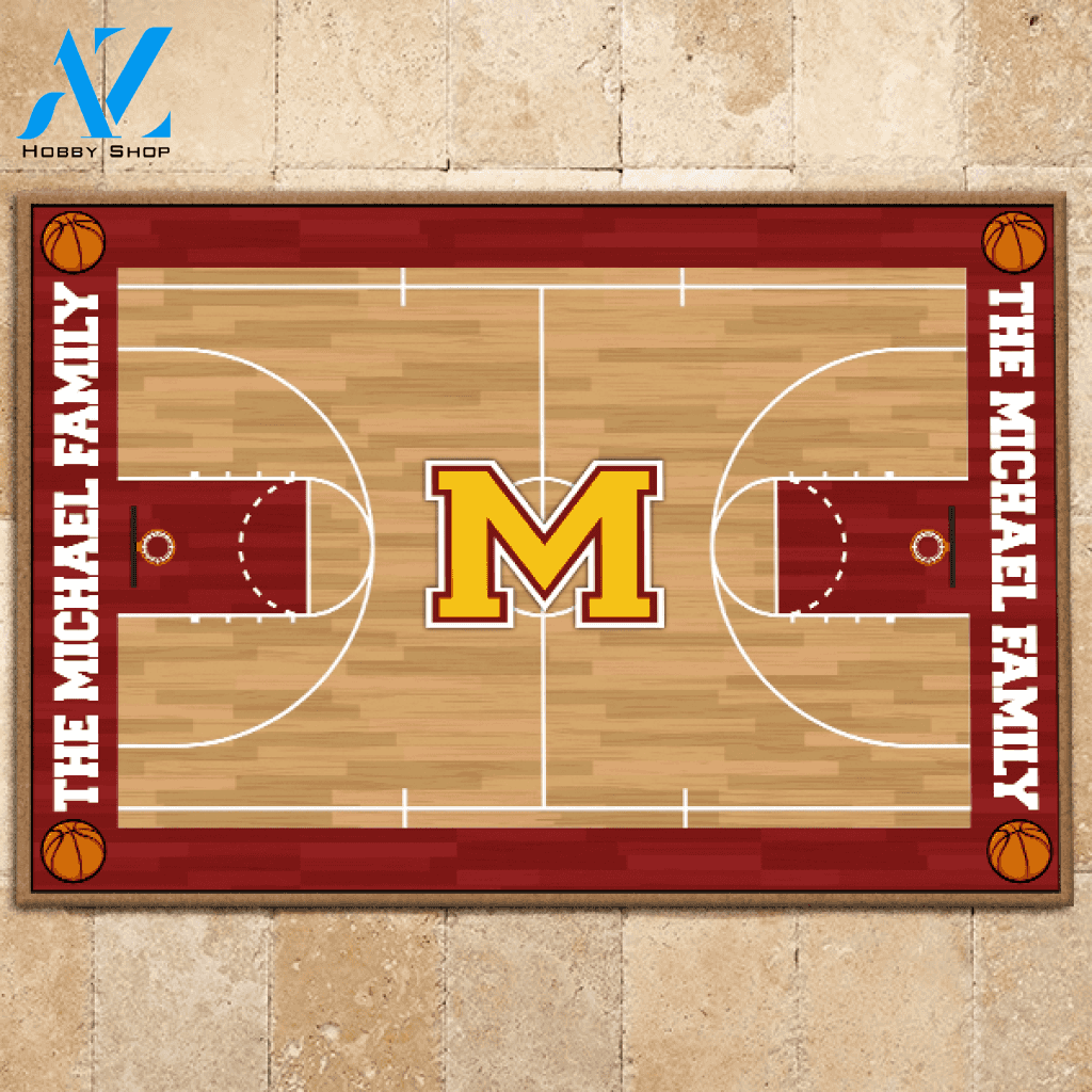 Basketball Doormat Customized Family Name Basketball | Welcome Mat | House Warming Gift