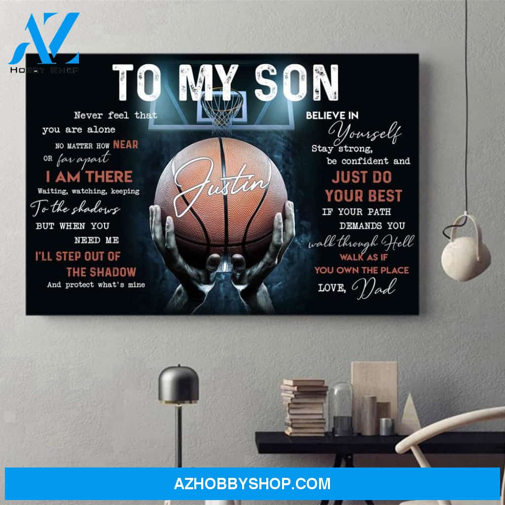 Personalized Canvas, Basketball Gift To My Son From Dad Canvas And Poster, Canvas Wall Art, Gift Father's Day