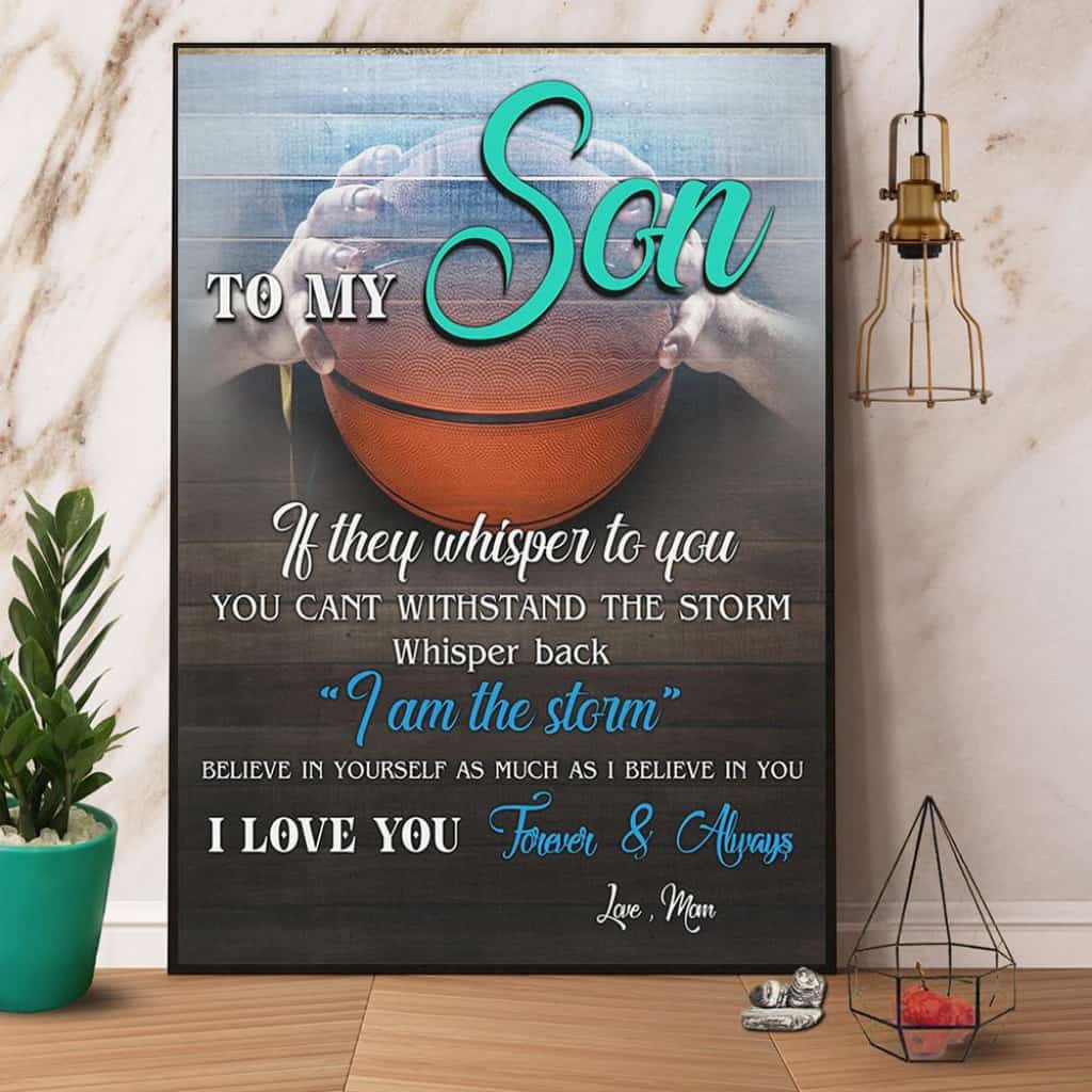Basketball Mom To My Son I Love You Paper Poster No Frame Matte Canvas Wall Decor