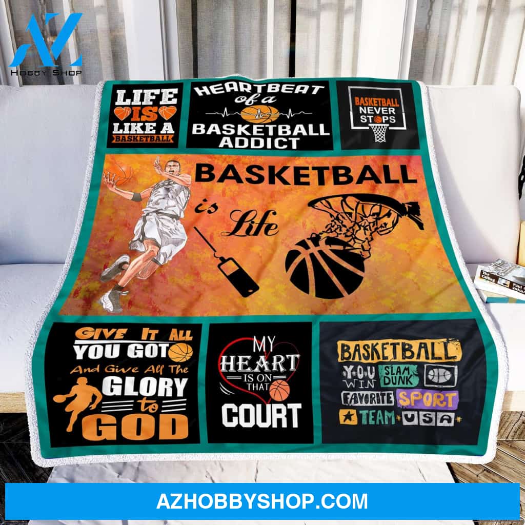 Basketball Never Stops Fleece Blanket Home Decor Bedding Couch Sofa Soft And Comfy Cozy Gift For Friend Family, Gift For Basketball Lover
