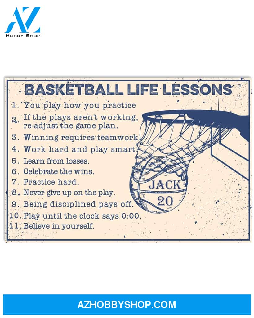 Basketball Poster Baseketball Life Lessons Customiinaze Name And Number Wall Decor Gift Kids