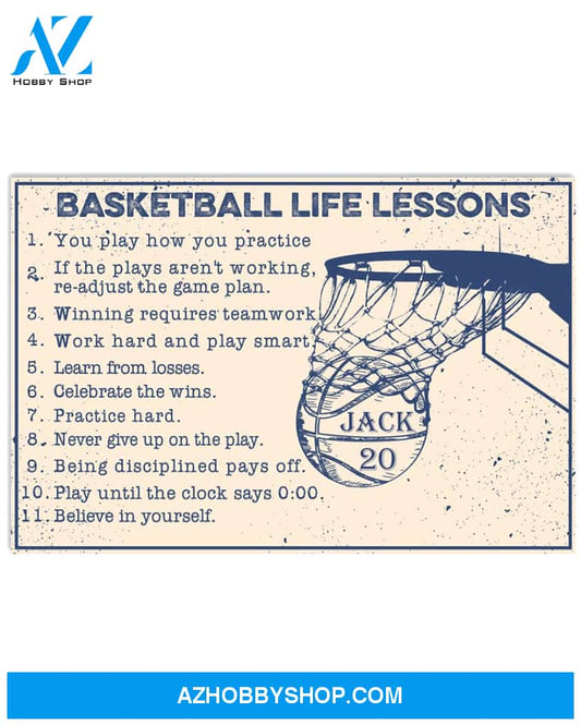 Basketball Poster Baseketball Life Lessons Customiinaze Name And Number Wall Decor Gift Kids