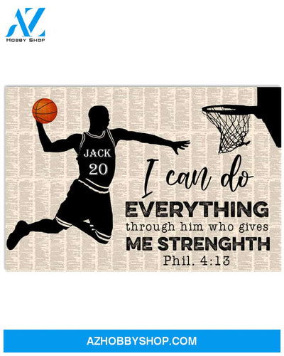 Basketball Poster I Can Do Anything Through Him Who Gives Me Strength Wall Decor Gift For Son