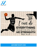 Basketball Poster I Can Do Anything Through Him Who Gives Me Strength Wall Decor Gift For Son
