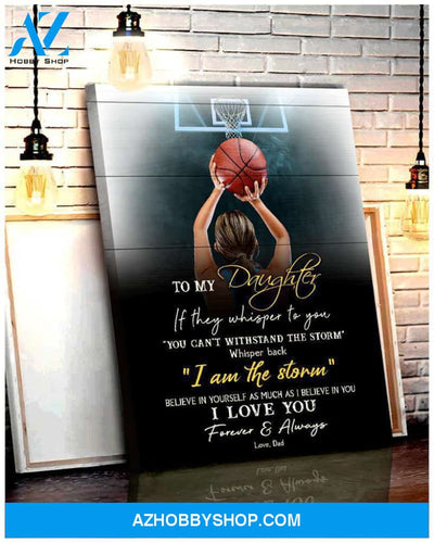 Basketball To My Daughter I Love You Wall Art Canvas Prints, Wall Decor Visual Art