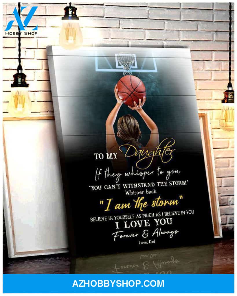Basketball To My Daughter I Love You Wall Art Canvas Prints, Wall Decor Visual Art