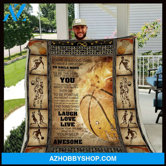 Basketball Today Is A Good Day Fleece Blanket Home Decor Bedding Couch Sofa Soft And Comfy Cozy Gift For Family Friend Gift For Basketball Lover