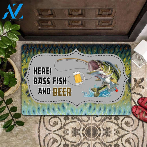 Personalized Name Family House Bass Fishing And Beer - 3D Indoor And Outdoor Doormat Warm House Gift Welcome Mat Gift For Fishing Lovers Gift For Friend Family