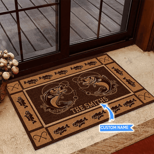 Bass Fishing Personalized Custom Name Doormat Welcome Mat