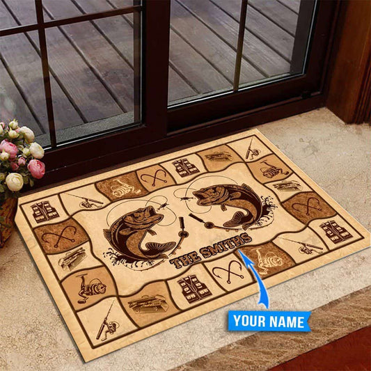 Bass Fishing Personalized Custom Name Doormat Welcome Mat