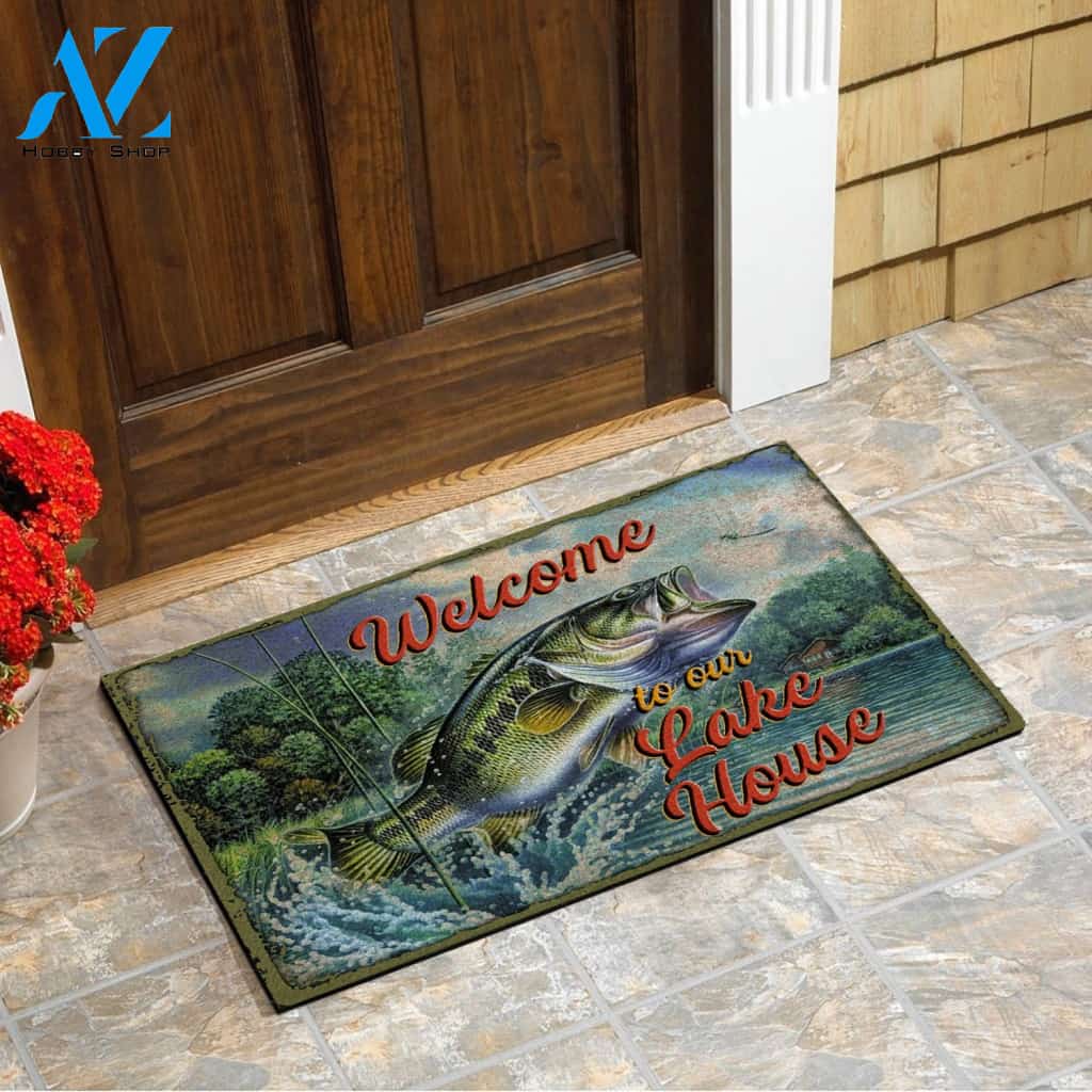 Bass fishing - welcome to our lake house doormat