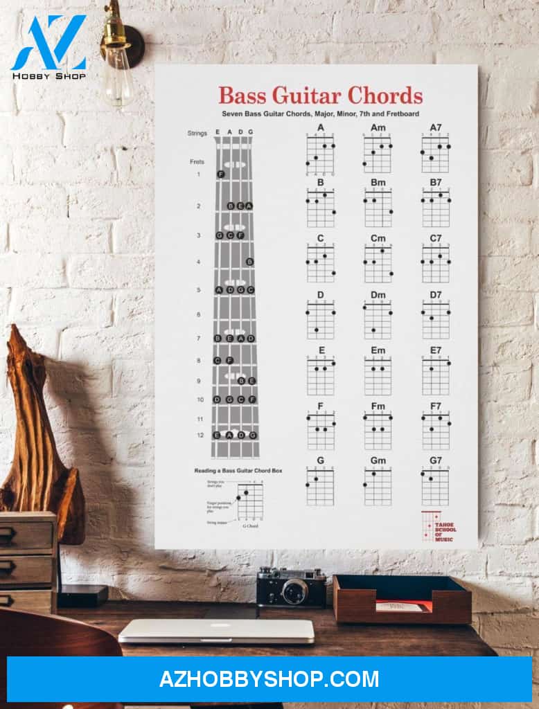Bass Guitar Chords Wall Art Canvas Prints Unique Gifts