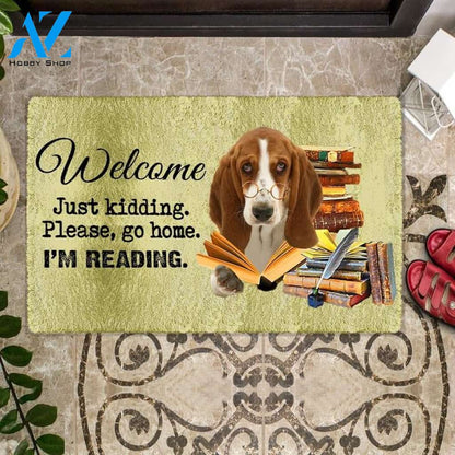 Basset Hound I'm Reading Dog Doormat