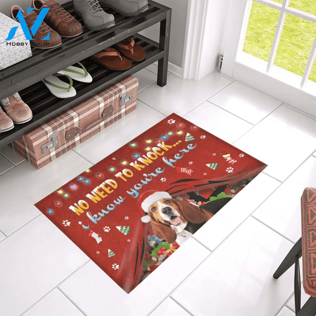 Basset Hound Knows You Are Here Doormat