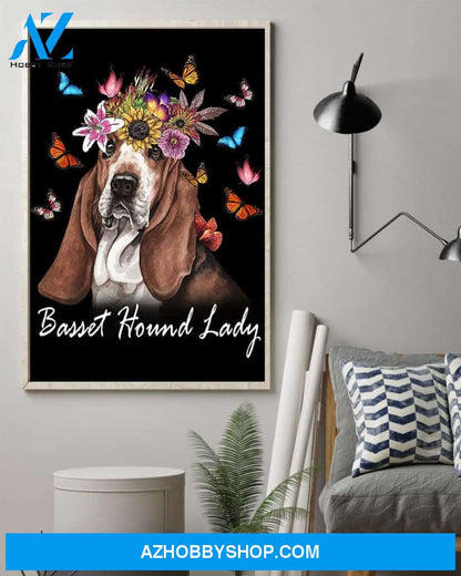 Basset hound lady poster