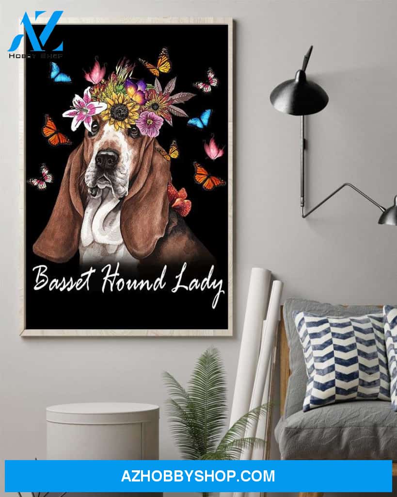 Basset hound lady poster