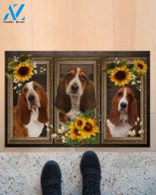 Basset Hound Lovely Sunflowers Gift For You Doormat
